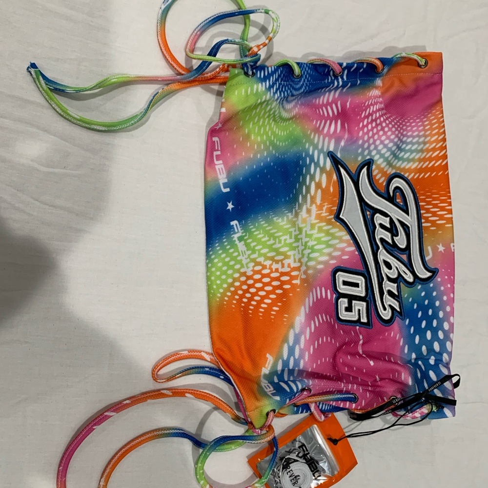 FUBU Colorful Graphic Drawstring Bag women summer top crop top vintage